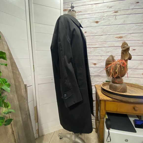 Misty Harbor Black Rain Trench Coat Zip Out Flannel Lining Button 42 REG Pilot - Picture 4 of 13